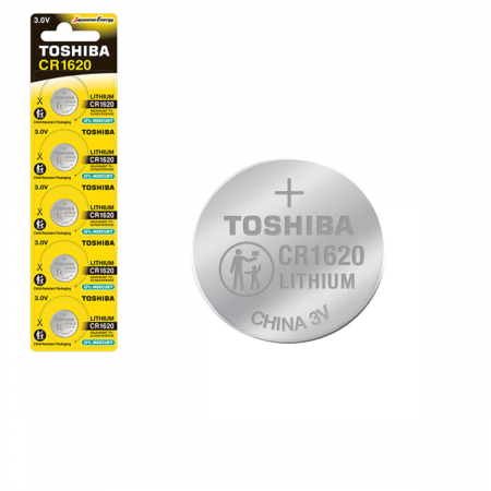 Baterii Butoni - Set 5 baterii Litiu 3V CR1620, tip moneda, Toshiba 10810, in blister