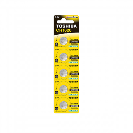Set 5 baterii Litiu 3V CR1620, tip moneda, Toshiba 10810, in blister [1]