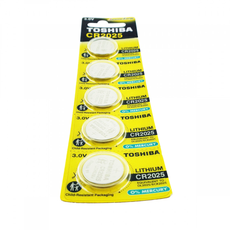 Set 5 baterii litiu 3V CR2025, tip moneda, Toshiba, in blister [1]