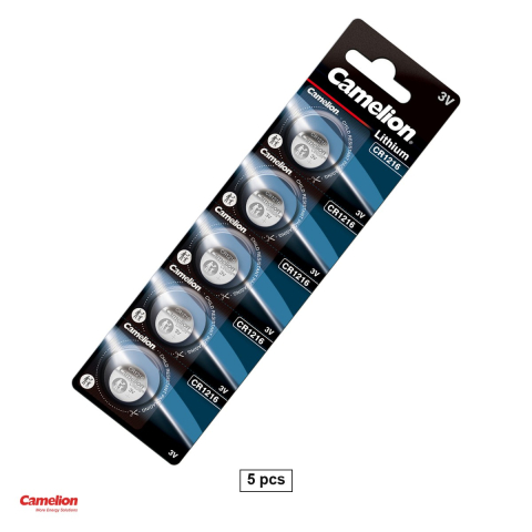 Energy - Set 5 baterii litiu Camelion CR1216, litiu - dioxid de mangan, 3 V, 25 mAh, 12.5 x 1.6 mm, in blister