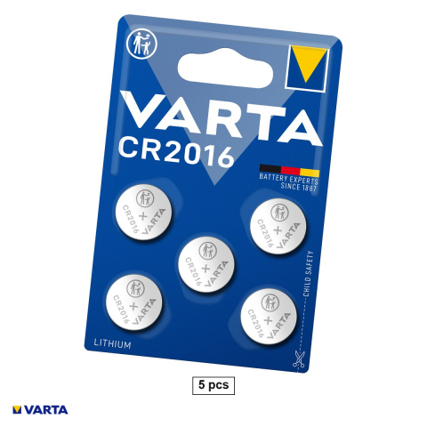 Energy - Set 5 baterii litiu VARTA CR2016, litiu - dioxid de mangan, 3 V, 90 mAh, 20 x 1.6 mm, in blister