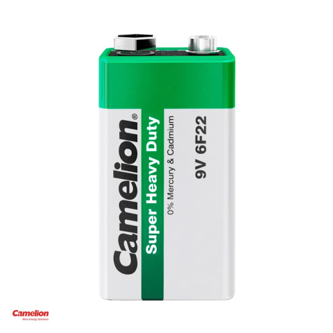 Set 5 baterii zinc carbon Camelion Super Heavy Duty 9V 6F22, 9 V, 48.5 x 26.5 x 17.5 mm, 5 blistere [3]
