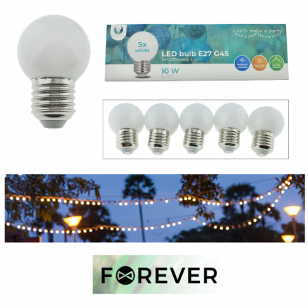 Set 5 becuri LED, E27 G45, Forever Light 86284, 2W, unghi larg de 360°, alb neutru [5]