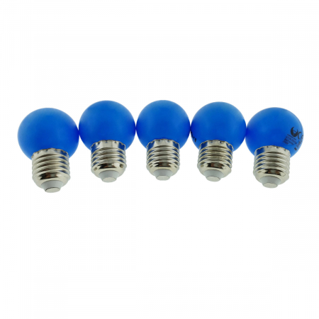 E27 lumina calda - Set 5 becuri LED, E27 G45, Forever Light 86285, 2W, unghi larg de 360°, albastre