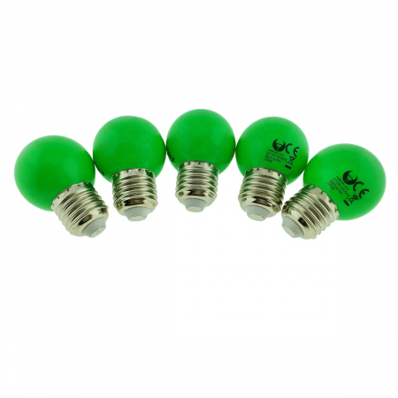 E27 lumina calda - Set 5 becuri LED, E27 G45, Forever Light 92945, 2W, unghi larg de 360°, verzi