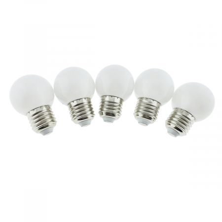 E27 lumina calda - Set 5 becuri LED, E27 G45, Forever Light 92946, 2W, unghi larg de 360°, alb cald