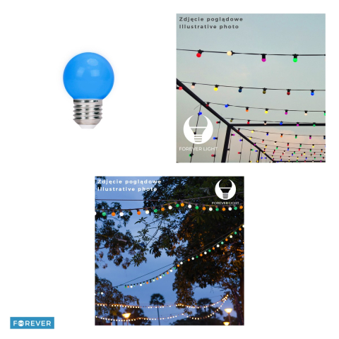 Set 5 becuri LED Forever Light E27 G45, 2 W, albastru [3]
