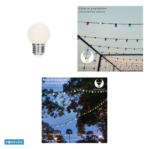 Set 5 becuri LED Forever Light E27 G45, 2 W, lumina calda [3]