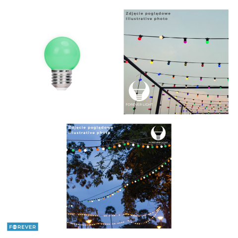 Set 5 becuri LED Forever Light E27 G45, 2 W, verde [3]