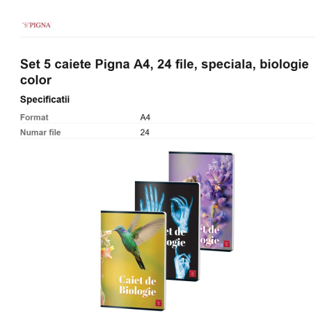 Set 5 caiete Pigna A4, 24 file, biologie color [2]
