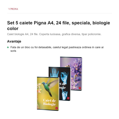 Set 5 caiete Pigna A4, 24 file, biologie color [1]