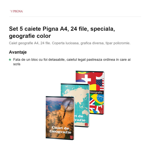 Set 5 caiete Pigna A4, 24 file, geografie color [1]
