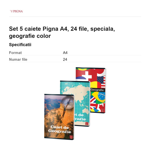 Set 5 caiete Pigna A4, 24 file, geografie color [2]