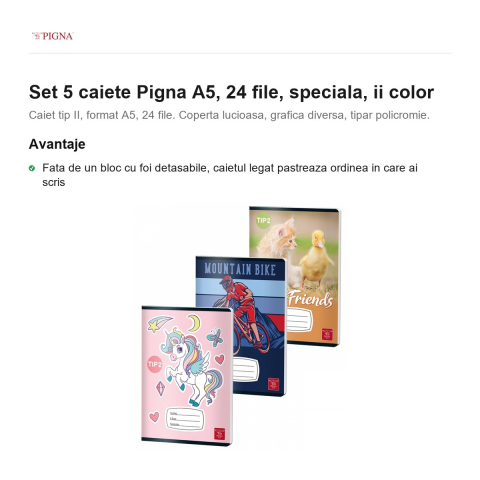 Set 5 caiete Pigna A5, 24 file, ii color [1]