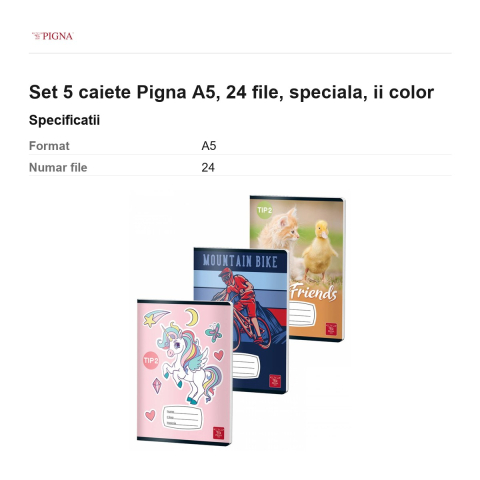 Set 5 caiete Pigna A5, 24 file, ii color [2]
