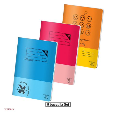 Caiete - Set 5 caiete Pigna Basic, A4, 60 file, matematica, aritmetica