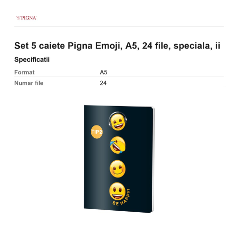 Set 5 caiete Pigna Emoji, A5, 24 file, ii [2]