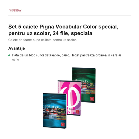 Set 5 vocabulare Pigna, pentru uz scolar, 24 file, color [1]