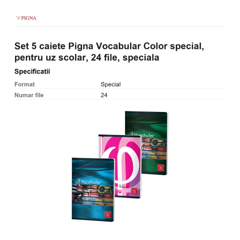 Set 5 vocabulare Pigna, pentru uz scolar, 24 file, color [2]
