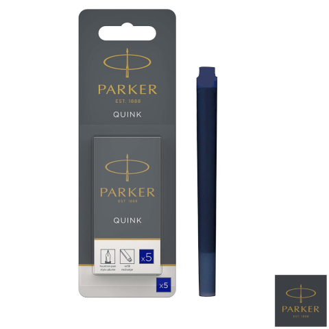 Cerneala si Consumabile pentru Stilouri - Set 5 Cartuse Cerneala Albastra, Lungi, Pentru Stilouri Parker, pentru scris indelungat