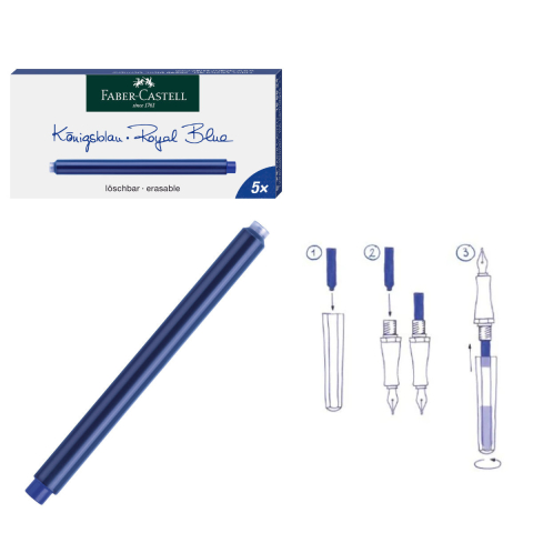 Set 5 Cartuse Cerneala Albastru Royal pentru Stilou, Capacitate Mare, Faber-Castell, pentru Scris Indelungat [4]