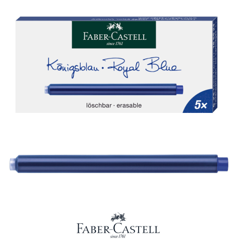 Set 5 Cartuse Cerneala Albastru Royal pentru Stilou, Capacitate Mare, Faber-Castell, pentru Scris Indelungat [1]