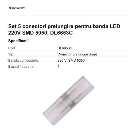 Set 5 conectori prelungire pentru banda LED 220V SMD 5050, DL6653C [2]