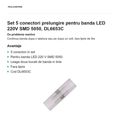 Set 5 conectori prelungire pentru banda LED 220V SMD 5050, DL6653C [1]