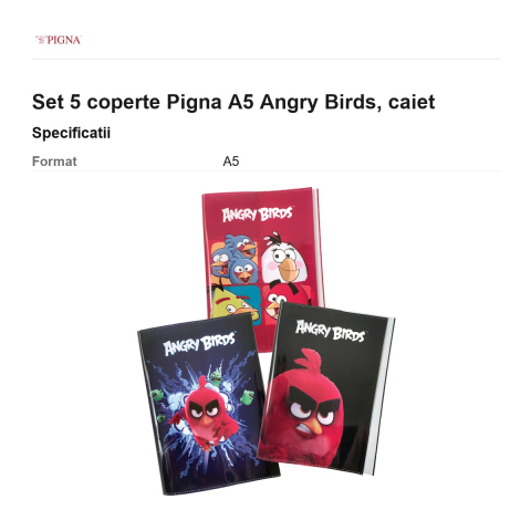 Set 5 coperte Pigna A5 Angry Birds, caiet [2]