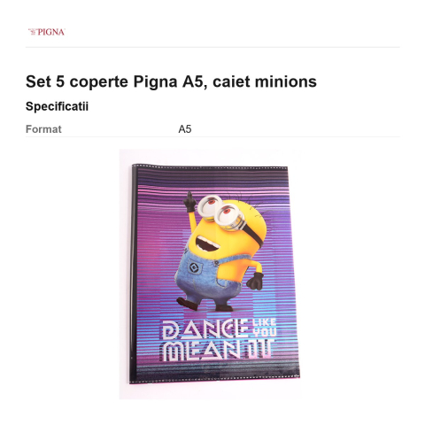 Set 5 coperte Pigna A5, caiet minions [2]