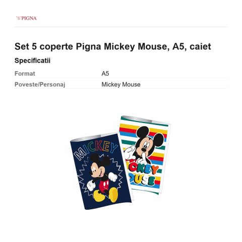 Set 5 coperte Pigna Mickey Mouse, A5, caiet [2]