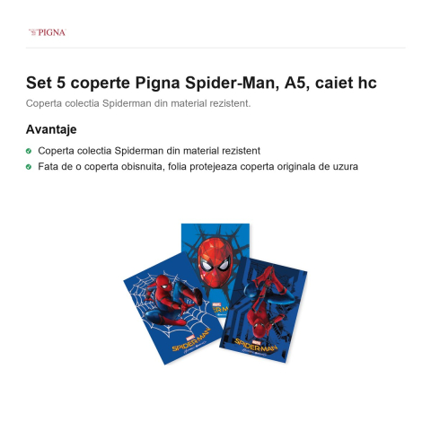 Set 5 coperte Pigna Spider-Man, A5, caiet hc [1]