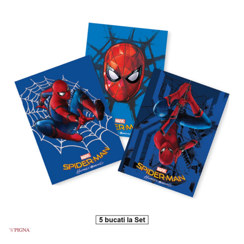Birotica papetarie - Set 5 coperte Pigna Spider-Man, A5, caiet hc