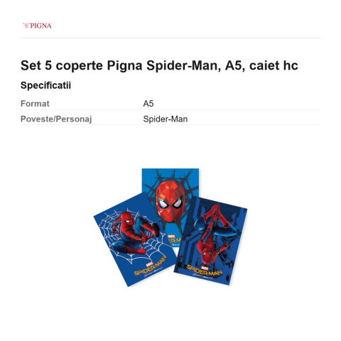 Set 5 coperte Pigna Spider-Man, A5, caiet hc [2]