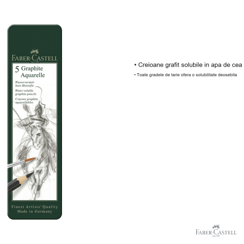 Set 5 creioane grafit acuarela Faber-Castell, solubile in apa, pentru artisti (HB, 2B, 4B, 6B, 8B) [2]
