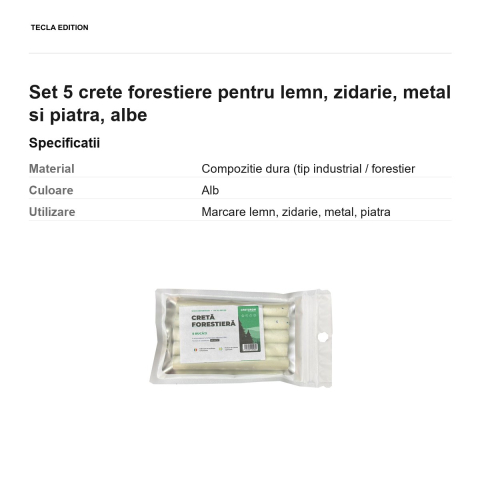 Set 5 crete forestiere pentru lemn, zidarie, metal si piatra, albe [2]