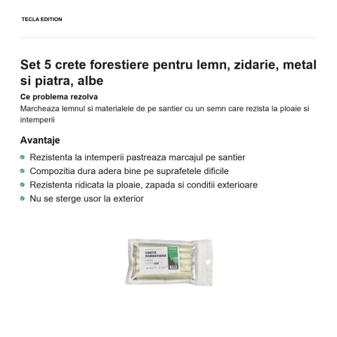 Set 5 crete forestiere pentru lemn, zidarie, metal si piatra, albe [1]