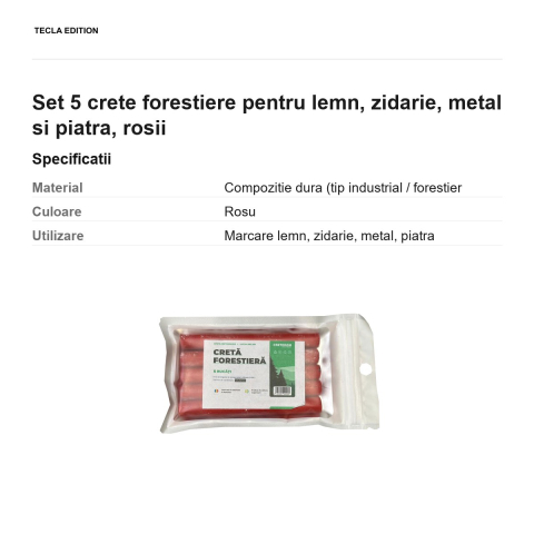 Set 5 crete forestiere pentru lemn, zidarie, metal si piatra, rosii [2]