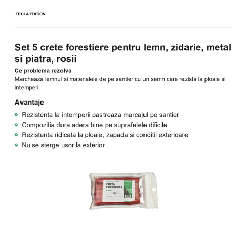 Set 5 crete forestiere pentru lemn, zidarie, metal si piatra, rosii [1]