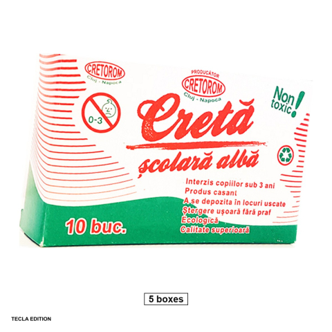 Handmade Creativ si Hobby - Set 5 cutii cu cate 10 crete scolare pentru tabla, albe