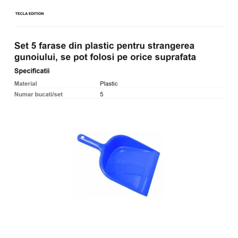 Set 5 farase din plastic pentru strangerea gunoiului, se pot folosi pe orice suprafata [2]