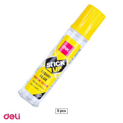 Bricolaj - Set 5 flacoane lipici lichid Deli cu aplicator din plastic, 50 ml