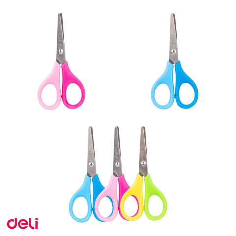 Set 5 foarfece scolare Deli bicolore, 11.5 cm, lama din otel inoxidabil, culori asortate [3]