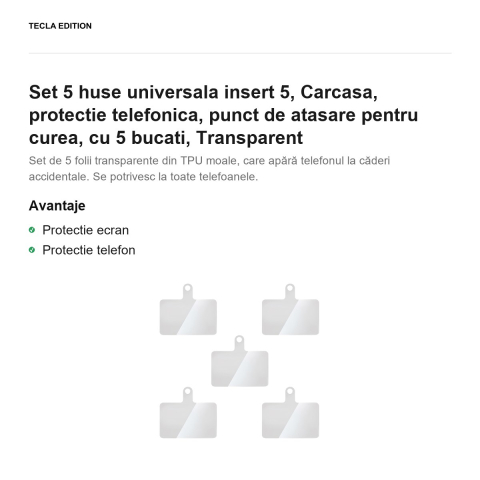 Set 5 insertii din TPU pentru prinderea snurului la telefon, Transparent [1]