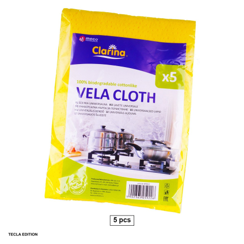 Menaj - Set 5 lavete din bumbac 100% biodegradabil, absorbante, pentru curatarea suprafetelor din bucatarie si baie