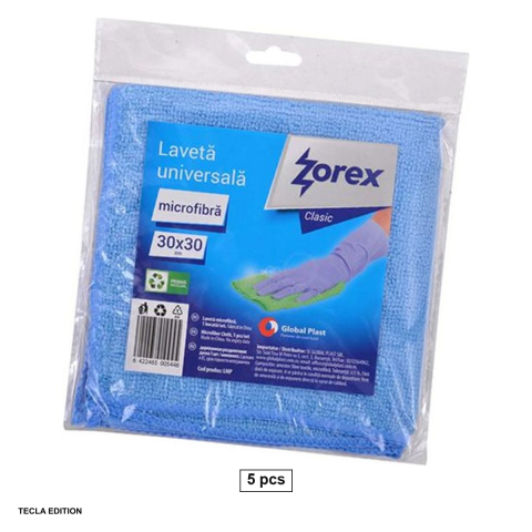 Lavete si prosoape - Set 5 lavete din microfibra din poliester si poliamida, pentru curatarea suprafetelor, 30x30 cm