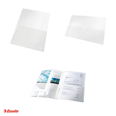 Set 5 mape de prezentare Esselte, PP, A4, 180 microni, standard, capacitate 50 coli (80 g/mp) PE fiecare parte, incolor [3]
