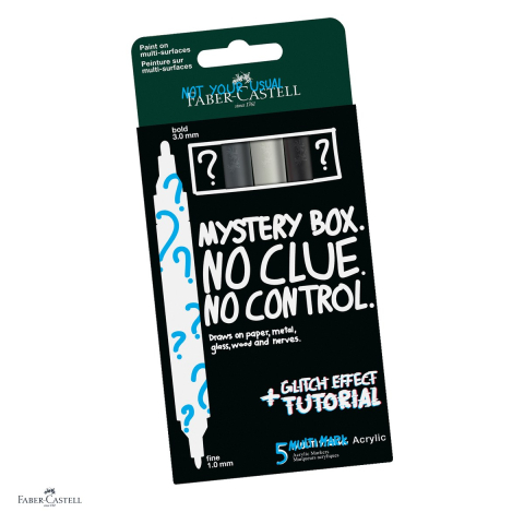 Markere si instrumente de desen artistic - Set 5 markere acrilice Multimark Mystery 1 Faber-Castell, asortate, in blister