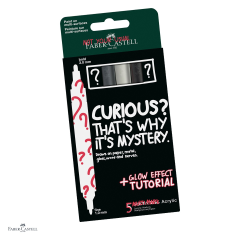 Markere si instrumente de desen artistic - Set 5 markere acrilice Multimark Mystery 2 Faber-Castell, asortate, in blister