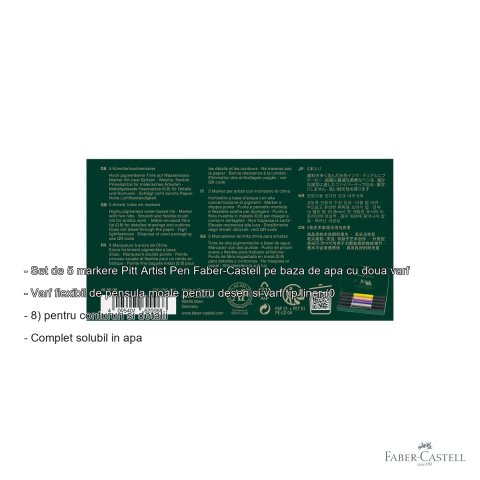 Set 5 markere dual Faber-Castell Pitt Artist Pen Fashion, varf pensula si liner, pentru desen si ilustratie moda [1]